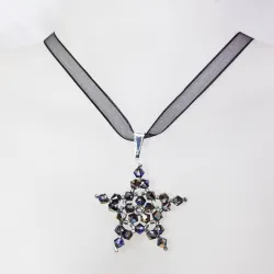 Pendant 45cm - Corvus-Black Organza - Pendant 45cm - Laiton argenté
